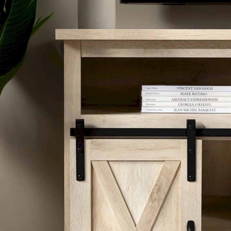 Meuble TV haut avec portes coulissantes façon grange