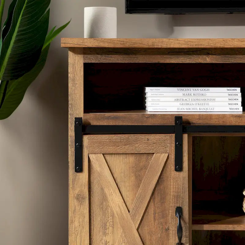 Meuble TV haut avec portes coulissantes façon grange