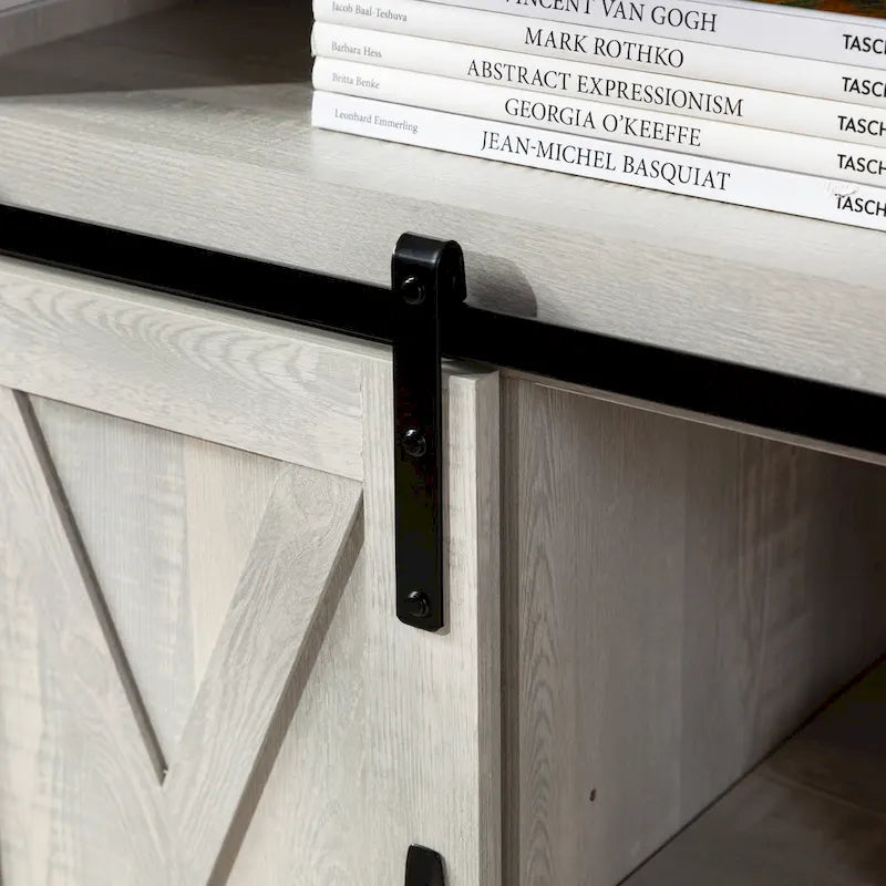 Meuble TV haut avec portes coulissantes façon grange