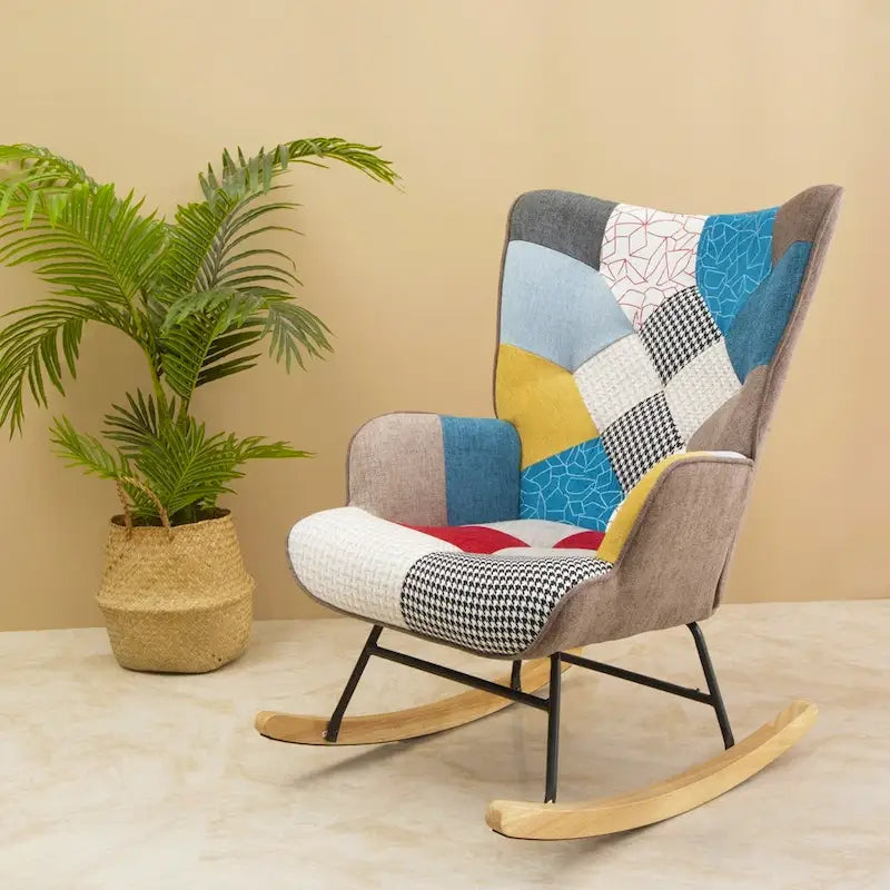 Fauteuil à bascule en tissu de style milieu de siècle