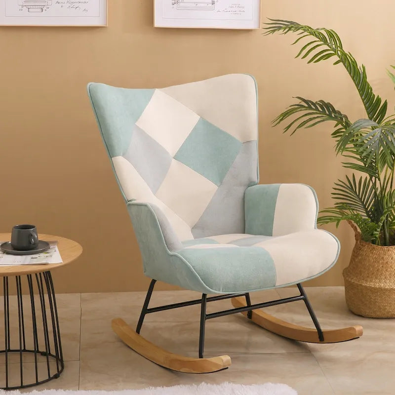 Fauteuil à bascule en tissu de style milieu de siècle