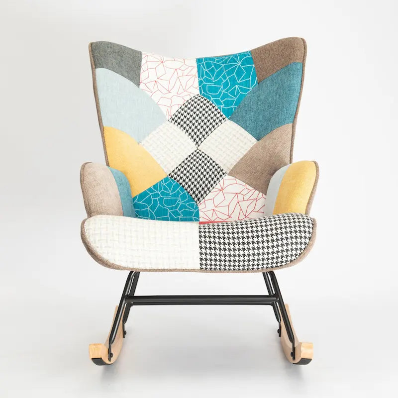 Fauteuil à bascule en tissu de style milieu de siècle