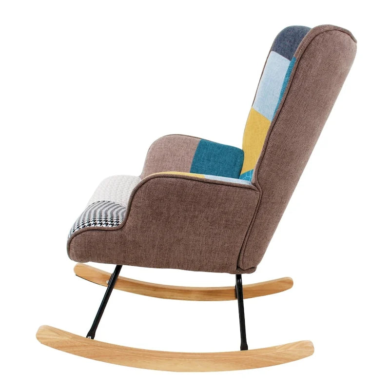 Fauteuil à bascule en tissu de style milieu de siècle