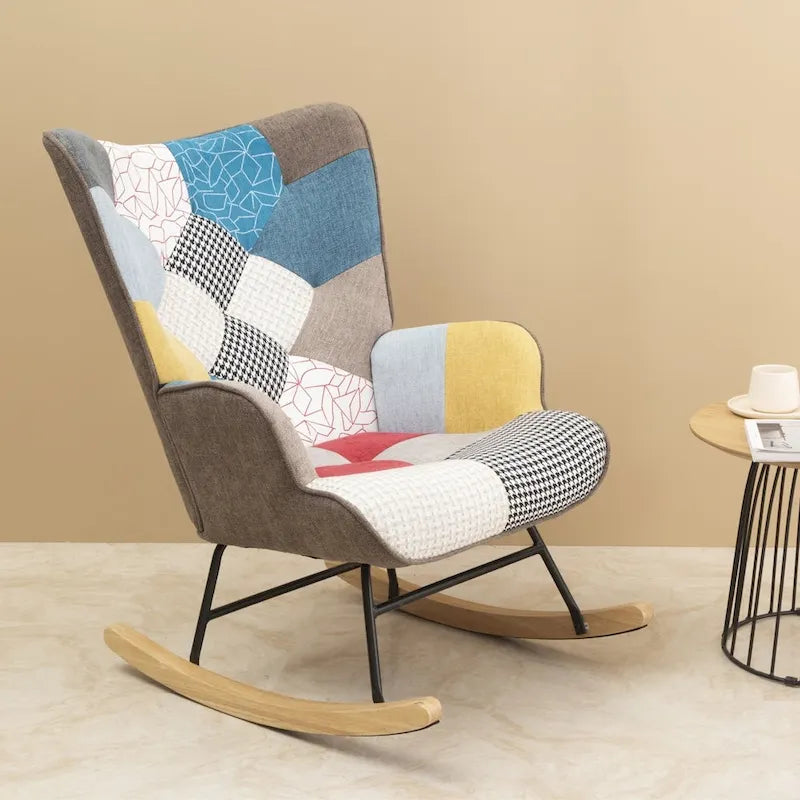Fauteuil à bascule en tissu de style milieu de siècle