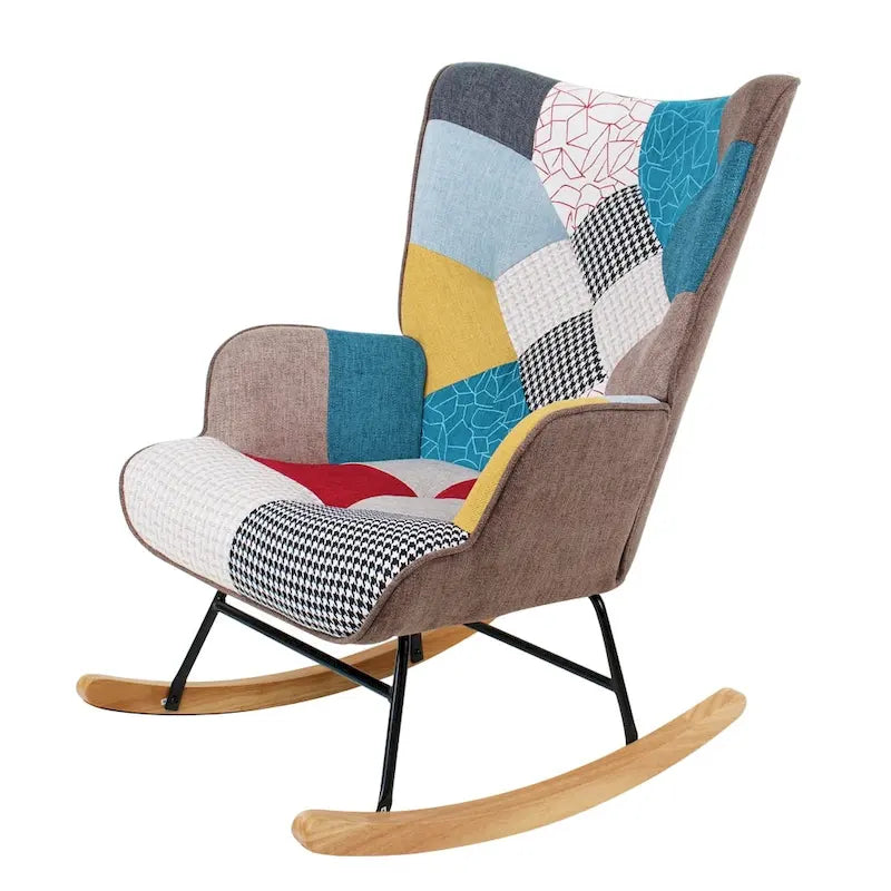 Fauteuil à bascule en tissu de style milieu de siècle