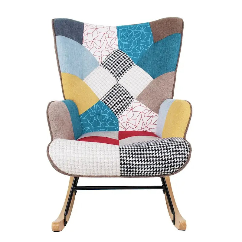Fauteuil à bascule en tissu de style milieu de siècle