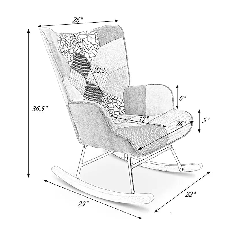 Fauteuil à bascule en tissu de style milieu de siècle