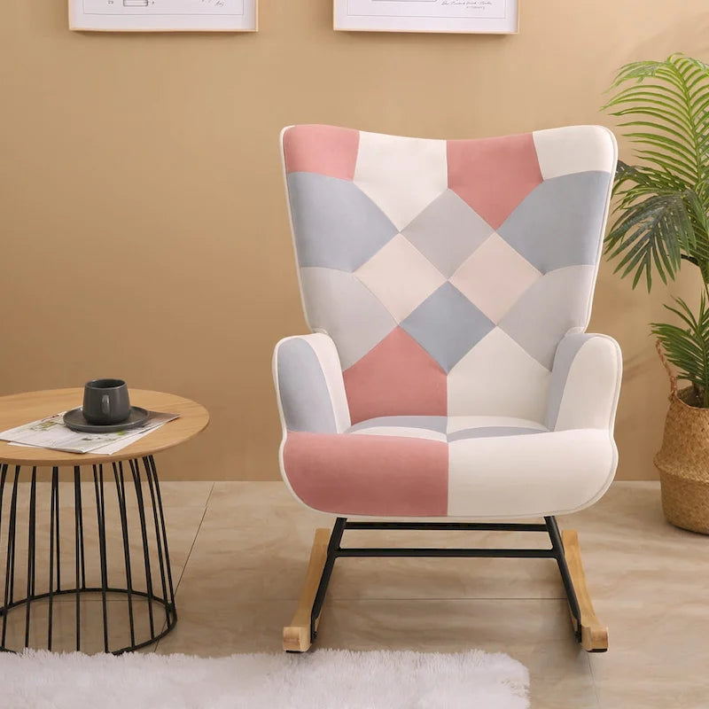 Fauteuil à bascule en tissu de style milieu de siècle