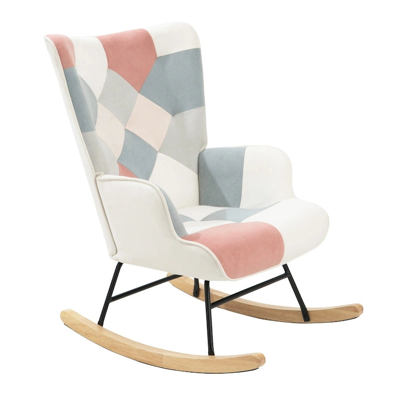 Fauteuil à bascule en tissu de style milieu de siècle