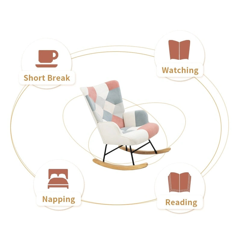 Fauteuil à bascule en tissu de style milieu de siècle
