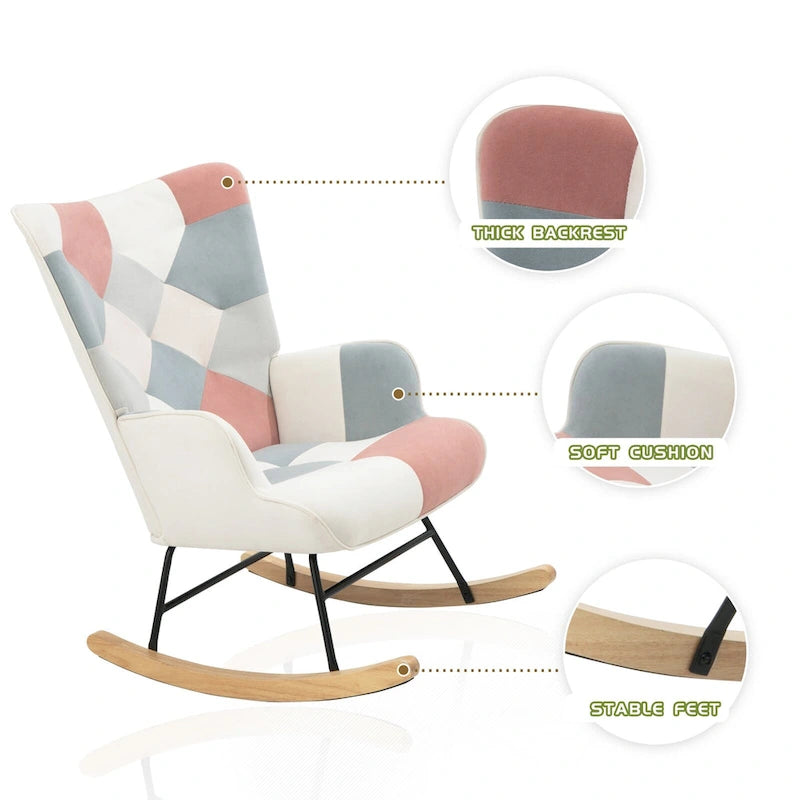 Fauteuil à bascule en tissu de style milieu de siècle