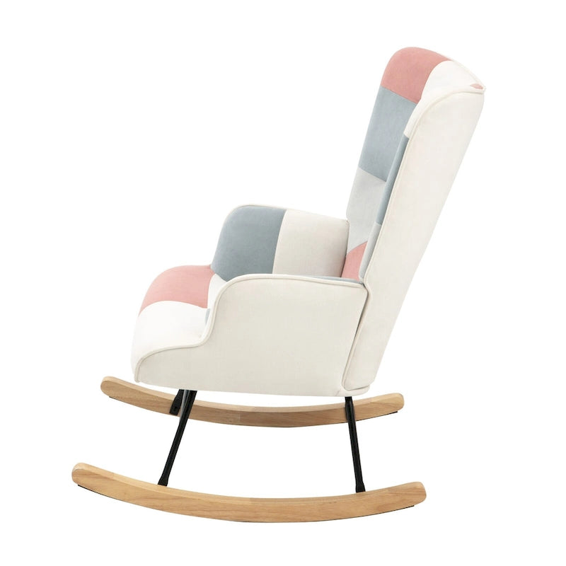 Fauteuil à bascule en tissu de style milieu de siècle