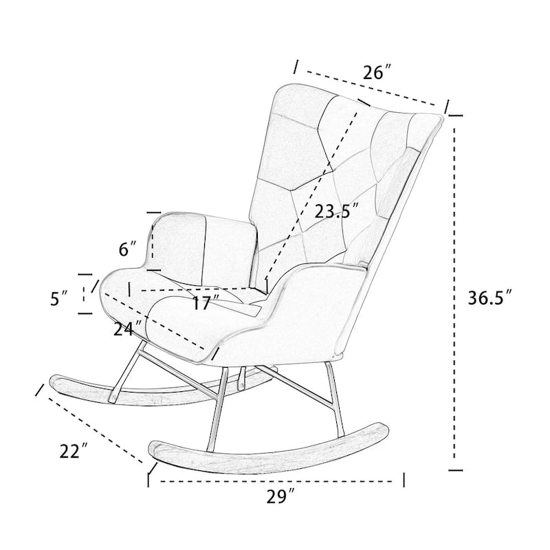 Fauteuil à bascule en tissu de style milieu de siècle