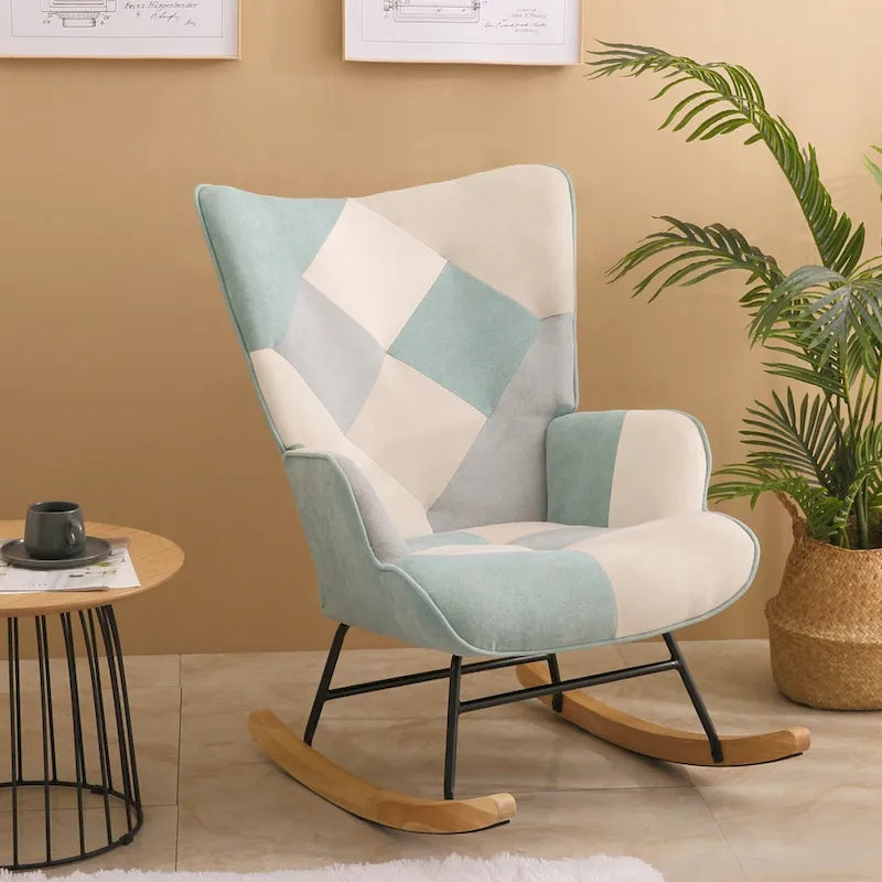 Fauteuil à bascule en tissu de style milieu de siècle