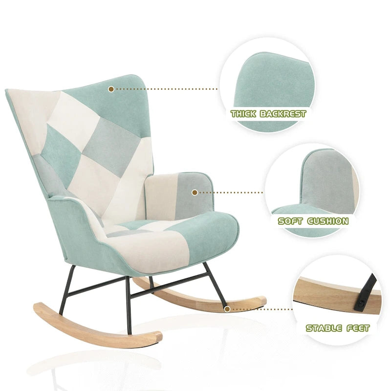 Fauteuil à bascule en tissu de style milieu de siècle