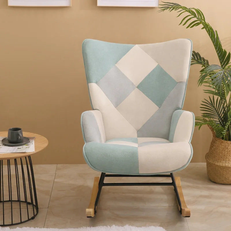 Fauteuil à bascule en tissu de style milieu de siècle