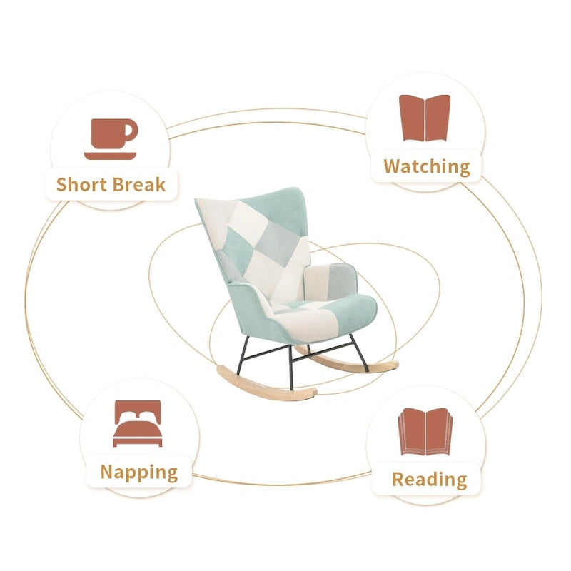 Fauteuil à bascule en tissu de style milieu de siècle