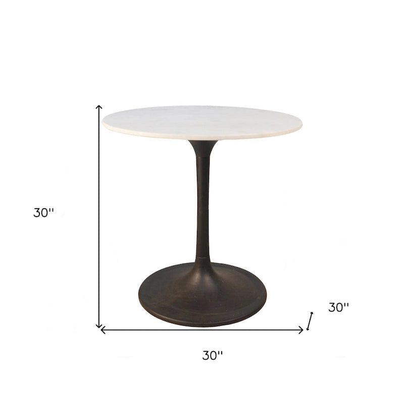 Table à manger ronde en marbre avec piètement en fer