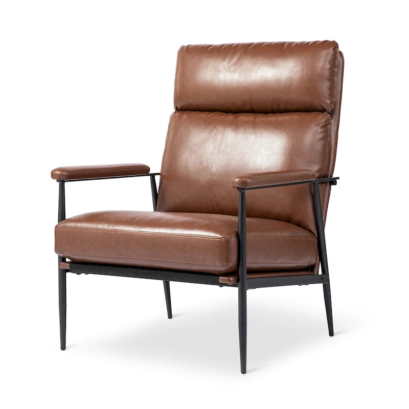 Fauteuil en similicuir Mid-Century Modern