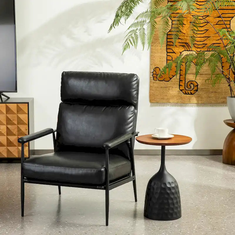 Fauteuil en similicuir Mid-Century Modern
