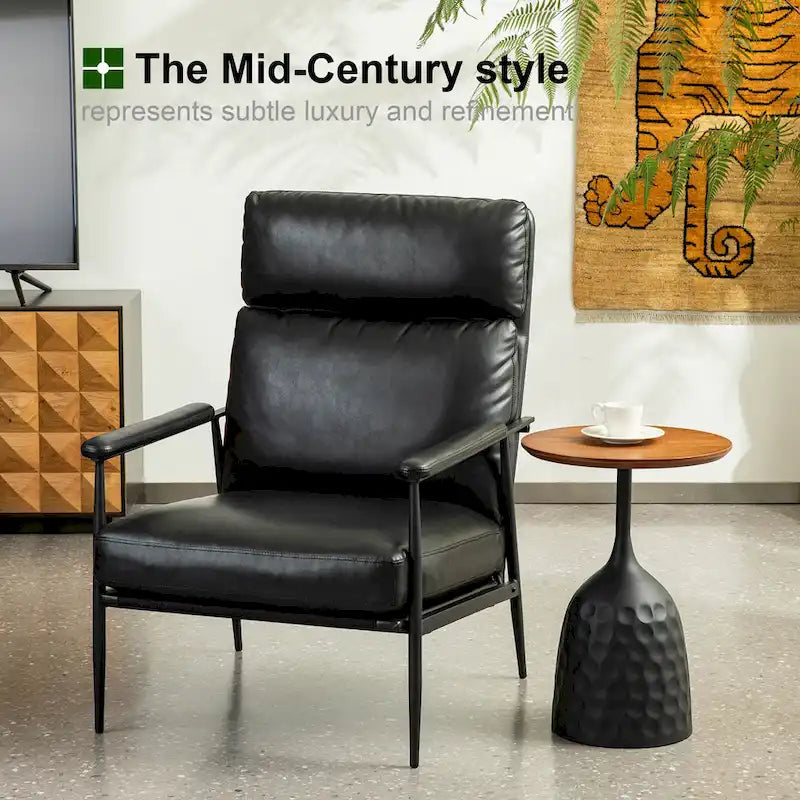 Fauteuil en similicuir Mid-Century Modern