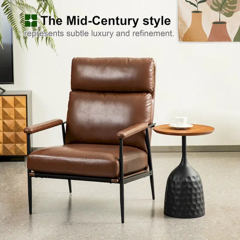 Fauteuil en similicuir Mid-Century Modern