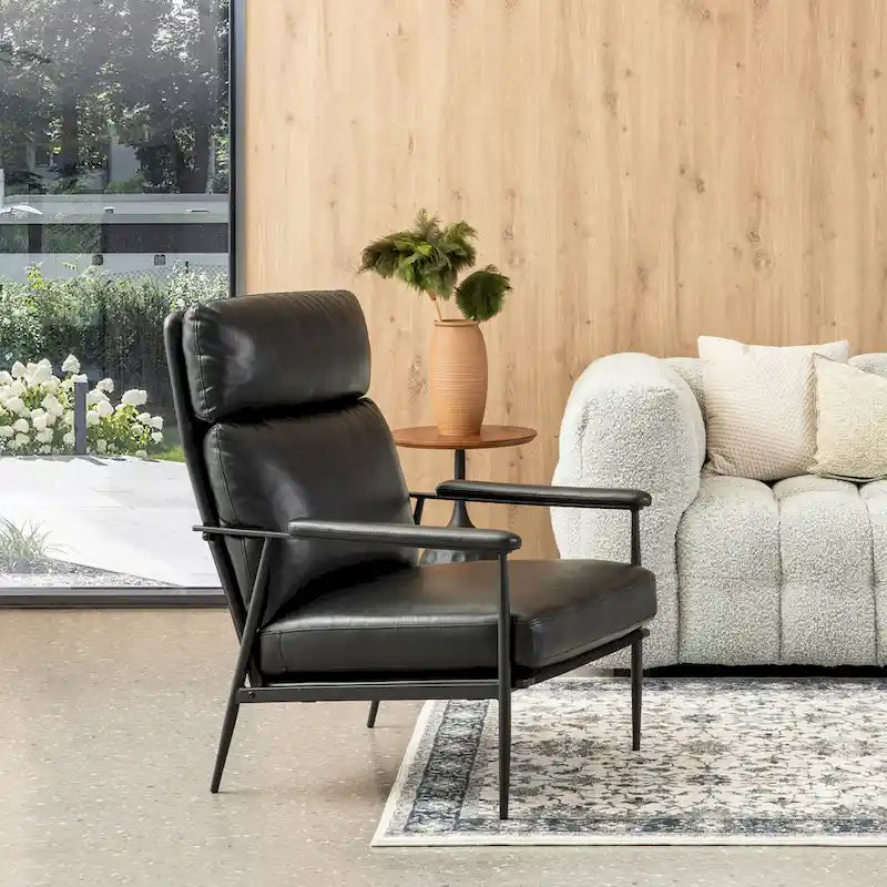Fauteuil en similicuir Mid-Century Modern
