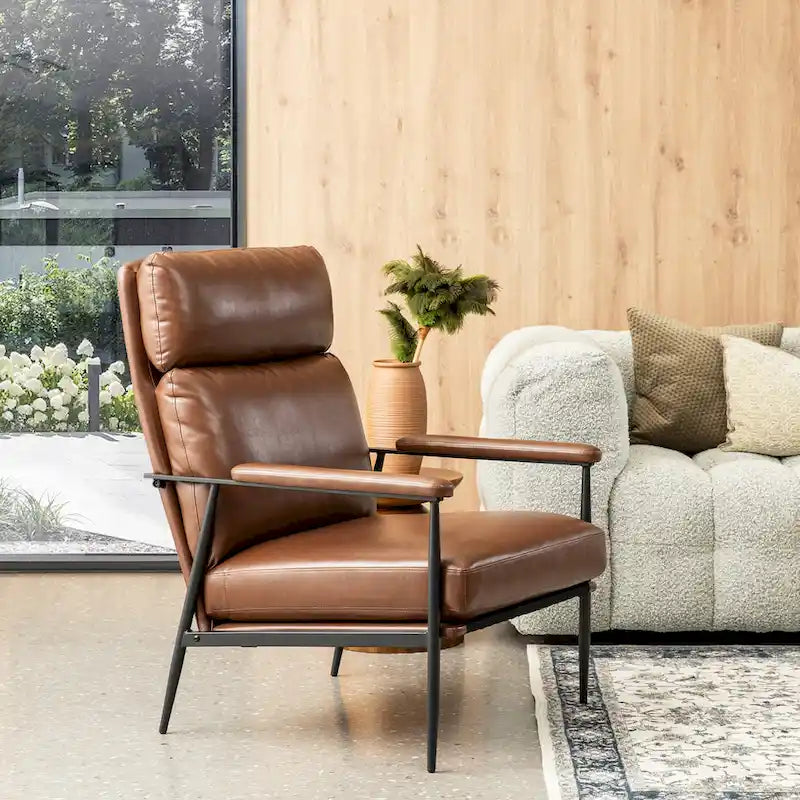 Fauteuil en similicuir Mid-Century Modern