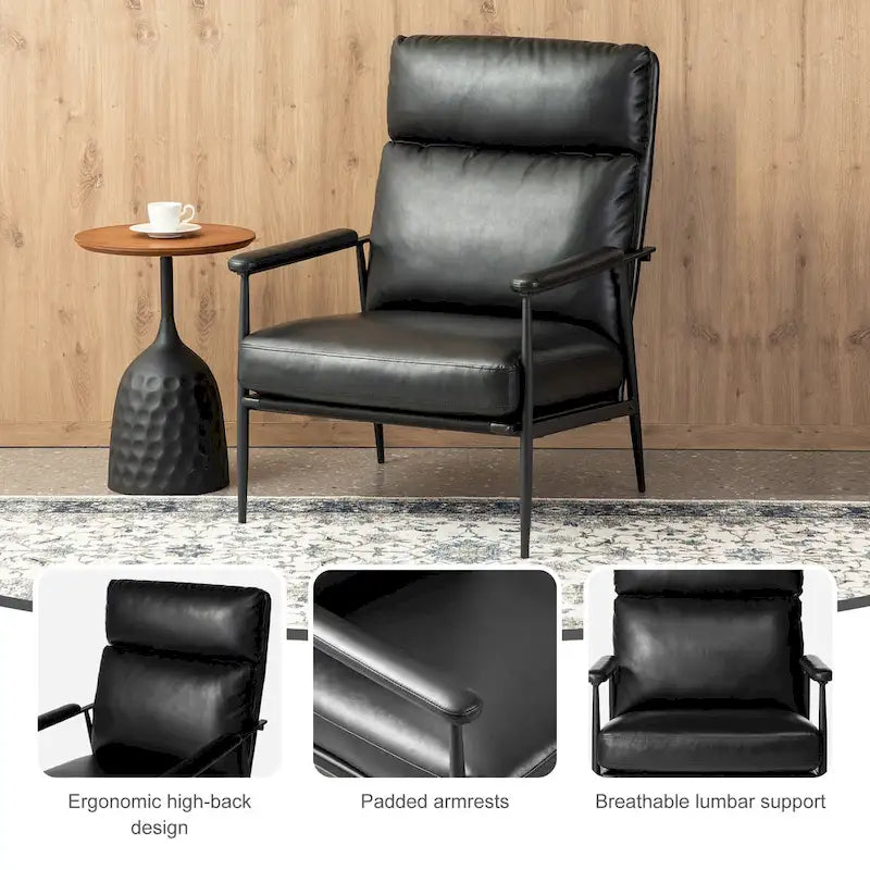 Fauteuil en similicuir Mid-Century Modern