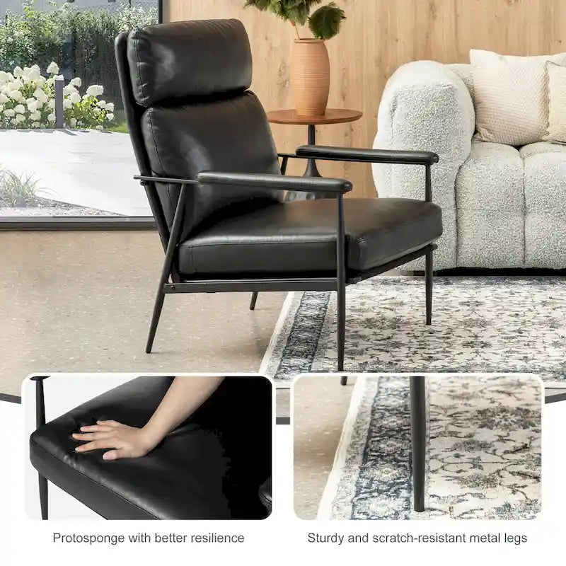 Fauteuil en similicuir Mid-Century Modern