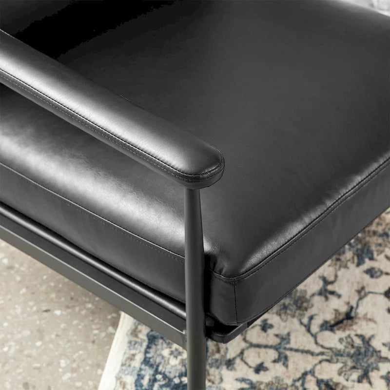 Fauteuil en similicuir Mid-Century Modern