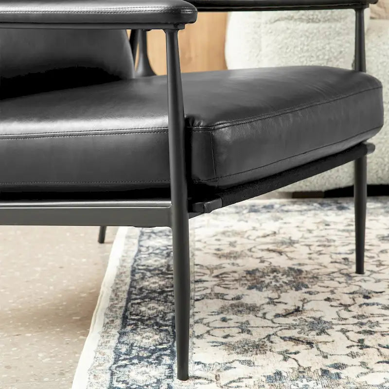 Fauteuil en similicuir Mid-Century Modern