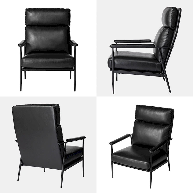 Fauteuil en similicuir Mid-Century Modern