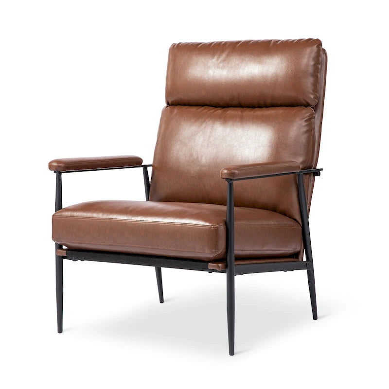 Fauteuil en similicuir Mid-Century Modern