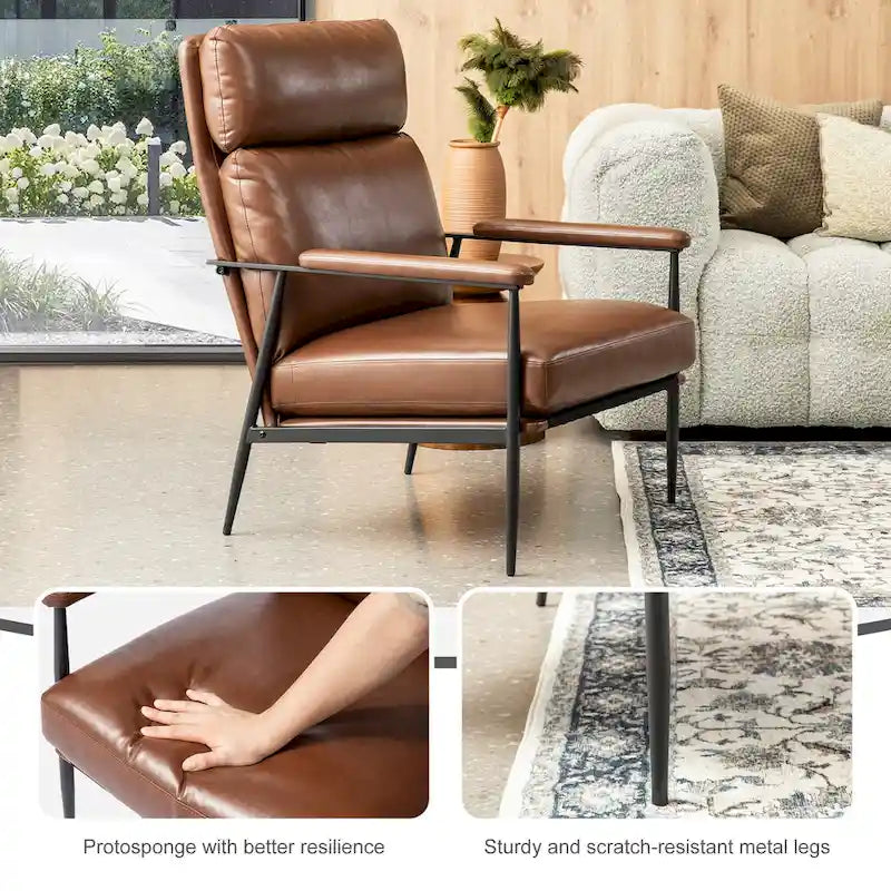 Fauteuil en similicuir Mid-Century Modern