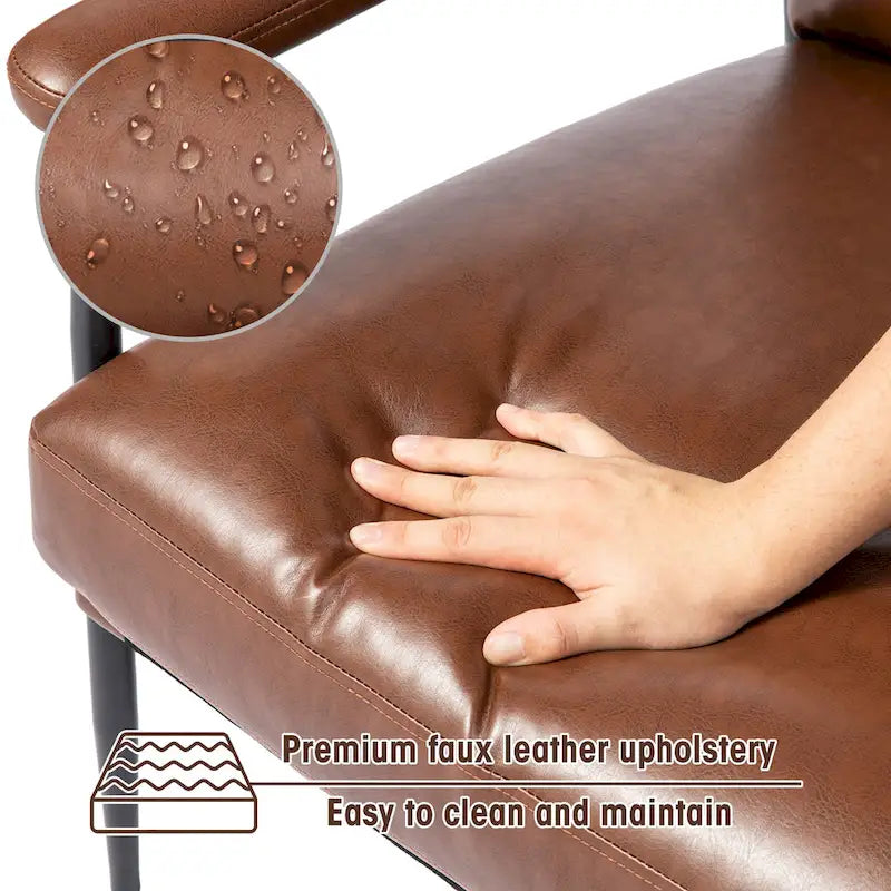 Fauteuil en similicuir Mid-Century Modern