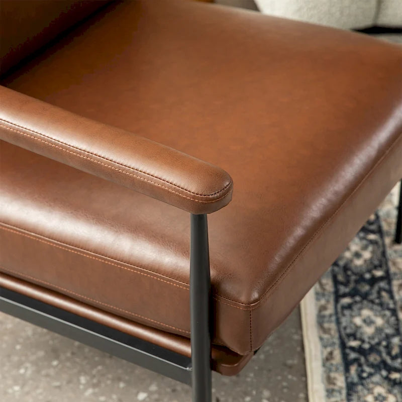 Fauteuil en similicuir Mid-Century Modern