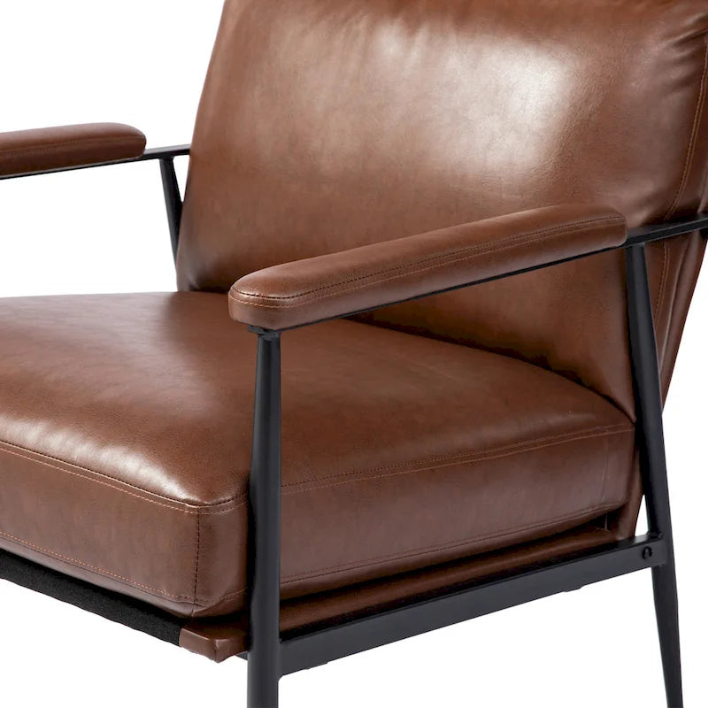 Fauteuil en similicuir Mid-Century Modern