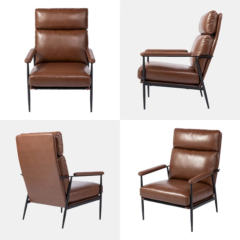 Fauteuil en similicuir Mid-Century Modern