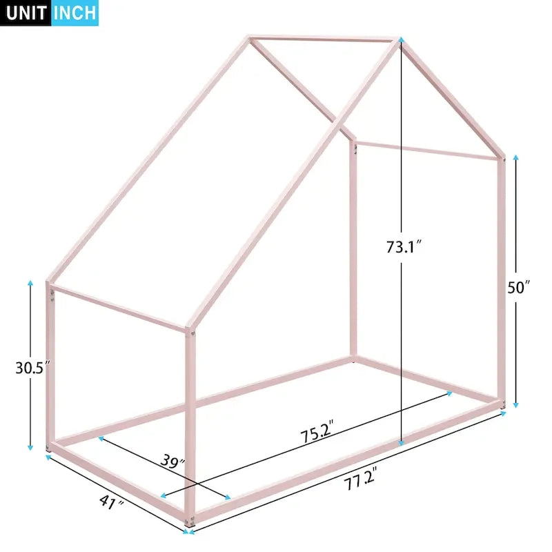 Lit cabane en métal pour enfant de taille double