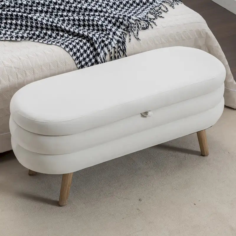 Storage ottoman with wooden legs