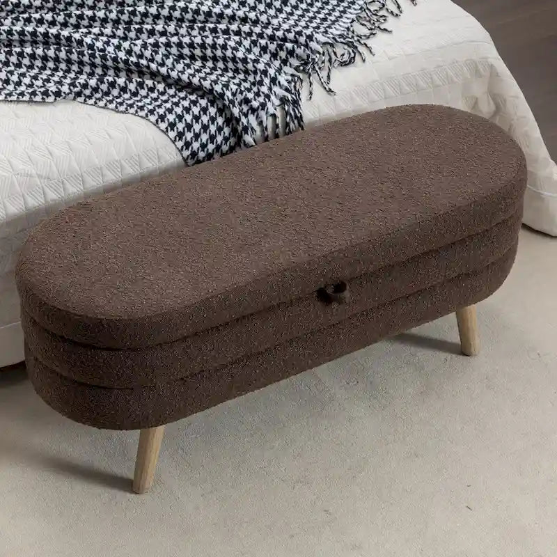 Storage ottoman with wooden legs
