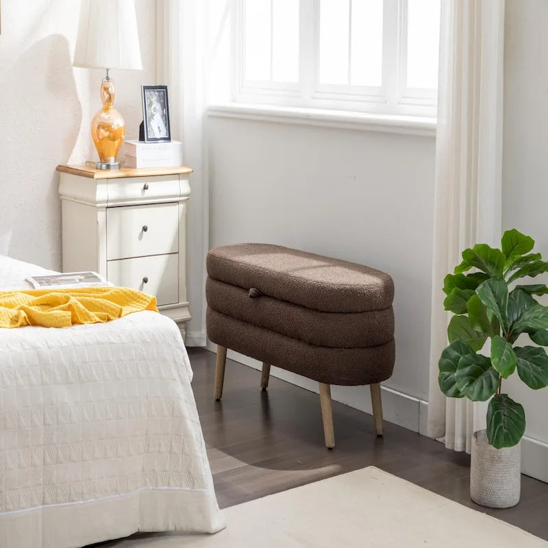 Storage ottoman with wooden legs