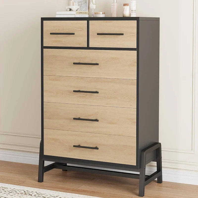 Commode haute autoportante 4+2 tiroirs pour chambre à coucher