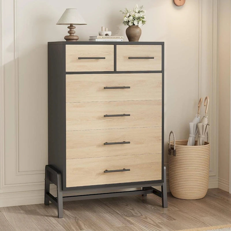 Commode haute autoportante 4+2 tiroirs pour chambre à coucher