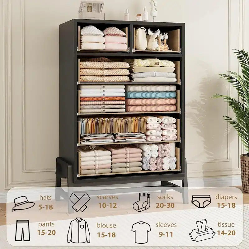 Commode haute autoportante 4+2 tiroirs pour chambre à coucher
