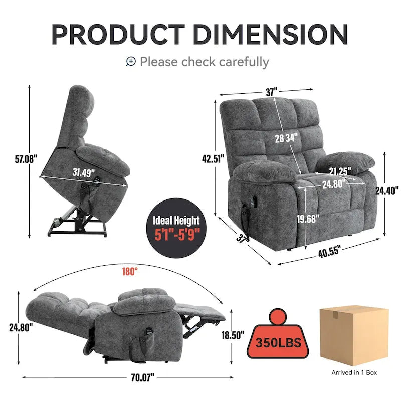 Fauteuil inclinable électrique de massage et chauffant à deux moteurs