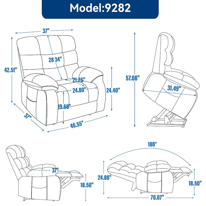 Fauteuil inclinable électrique de massage et chauffant à deux moteurs