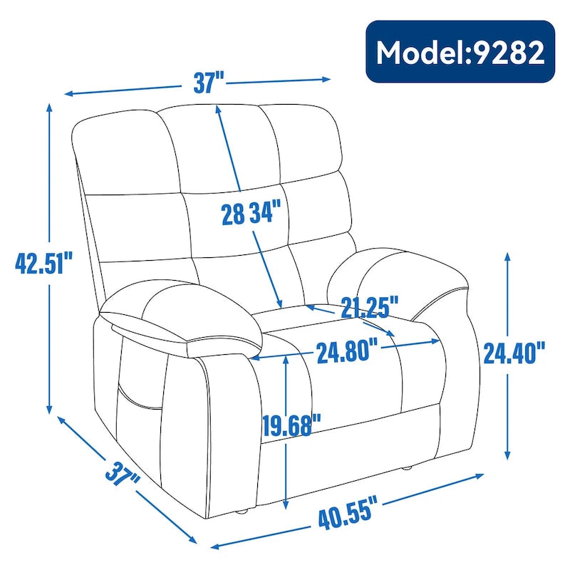 Fauteuil inclinable électrique de massage et chauffant à deux moteurs