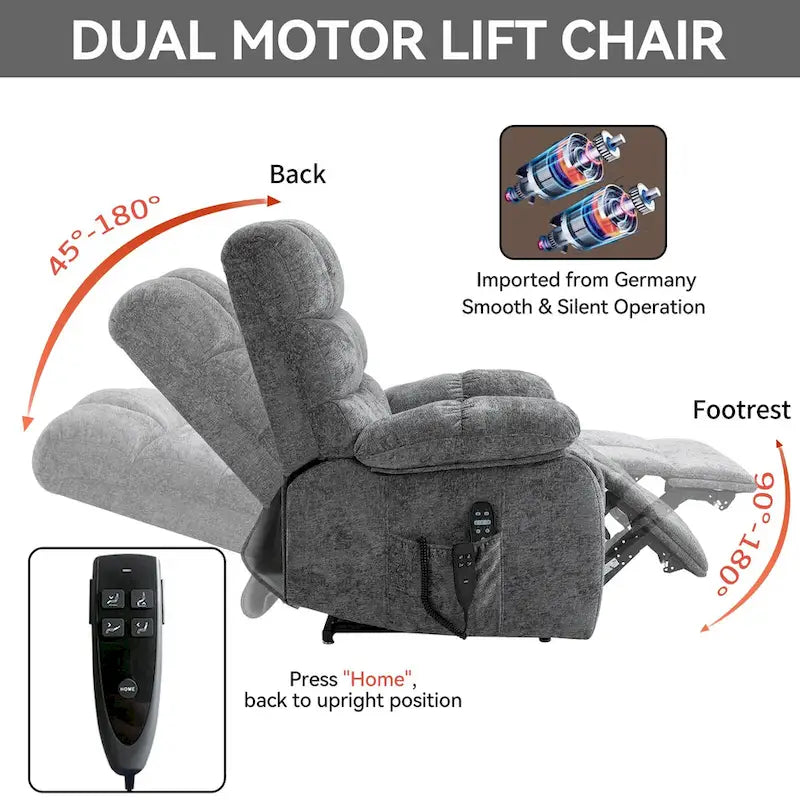 Fauteuil inclinable électrique de massage et chauffant à deux moteurs